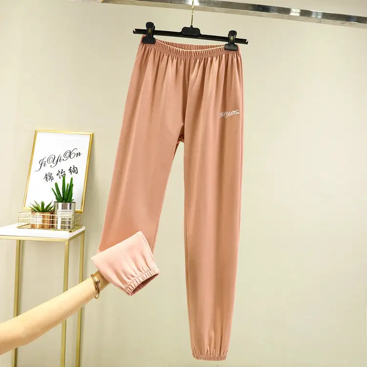 Women's Grey Velvet Casual Pants with Foot Bloomers - Image 10