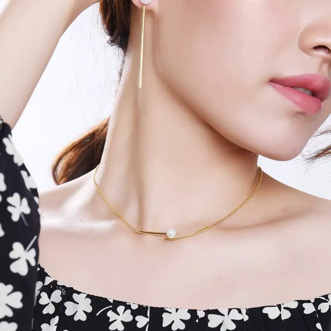 Cross Chopsticks Pearl Necklace Light Luxury All-Match - Image 7