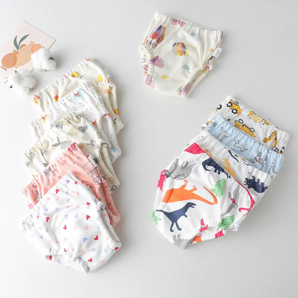 New Baby Diaper Pants Cotton Gauze White Fish Print