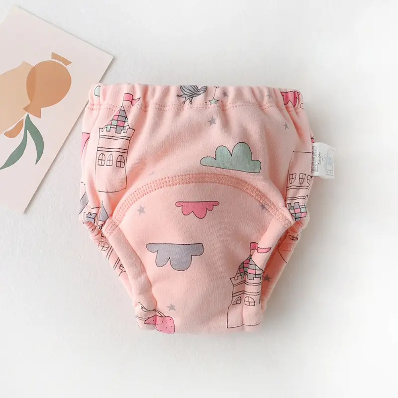 New Baby Diaper Pants Cotton Gauze White Fish Print