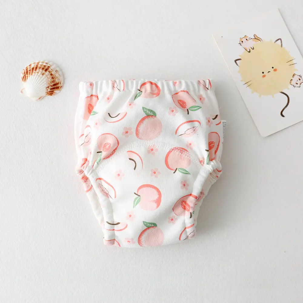 New Baby Diaper Pants Cotton Gauze White Fish Print