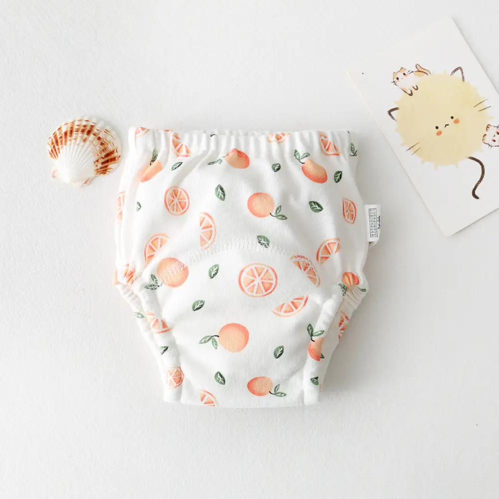New Baby Diaper Pants Cotton Gauze White Fish Print