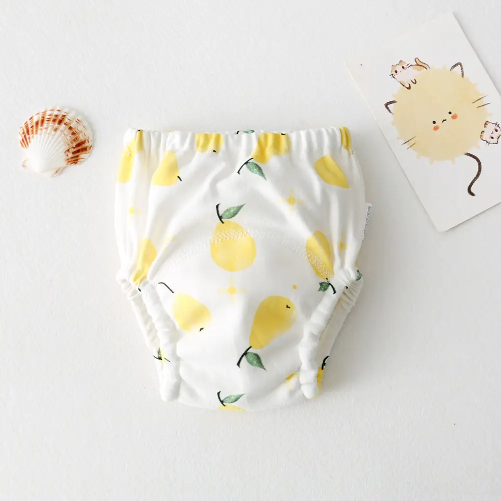 New Baby Diaper Pants Cotton Gauze White Fish Print