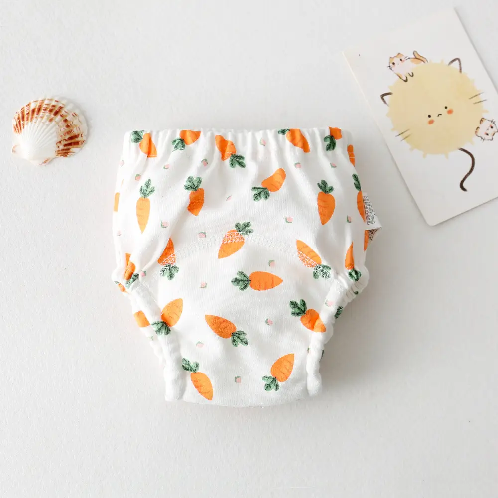 New Baby Diaper Pants Cotton Gauze White Fish Print