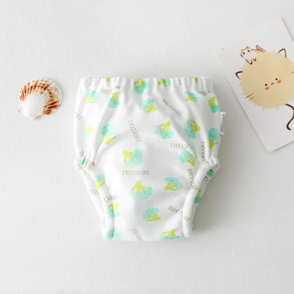 New Baby Diaper Pants Cotton Gauze White Fish Print