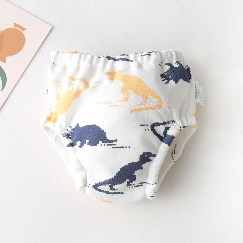 New Baby Diaper Pants Cotton Gauze White Fish Print
