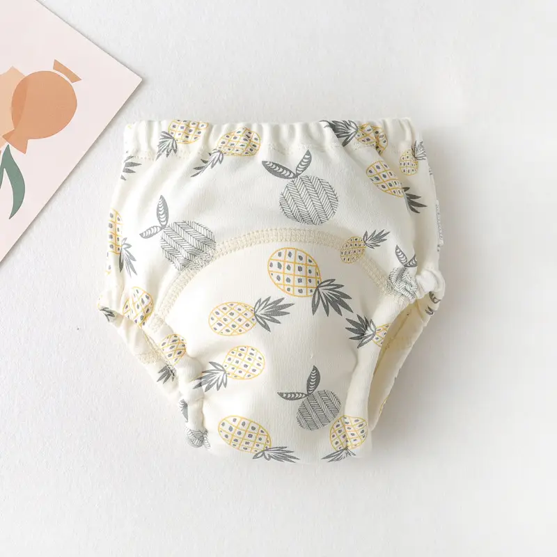New Baby Diaper Pants Cotton Gauze White Fish Print