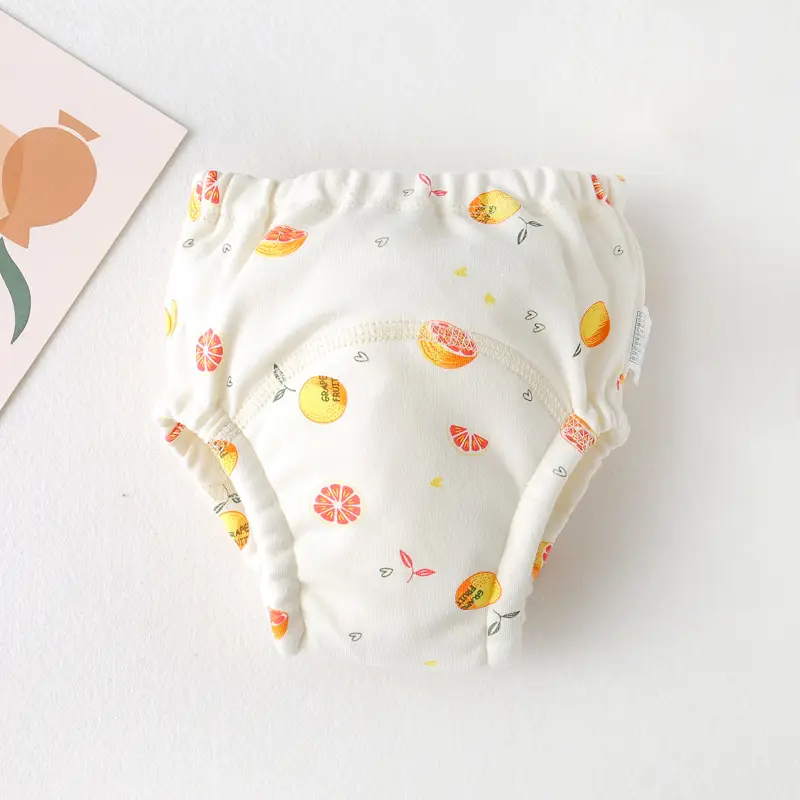 New Baby Diaper Pants Cotton Gauze White Fish Print