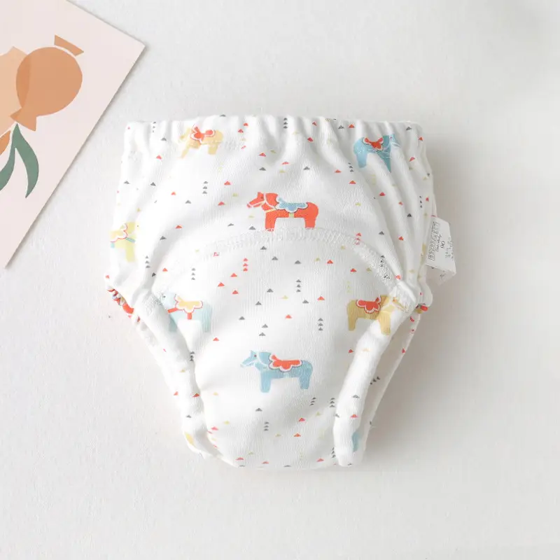 New Baby Diaper Pants Cotton Gauze White Fish Print