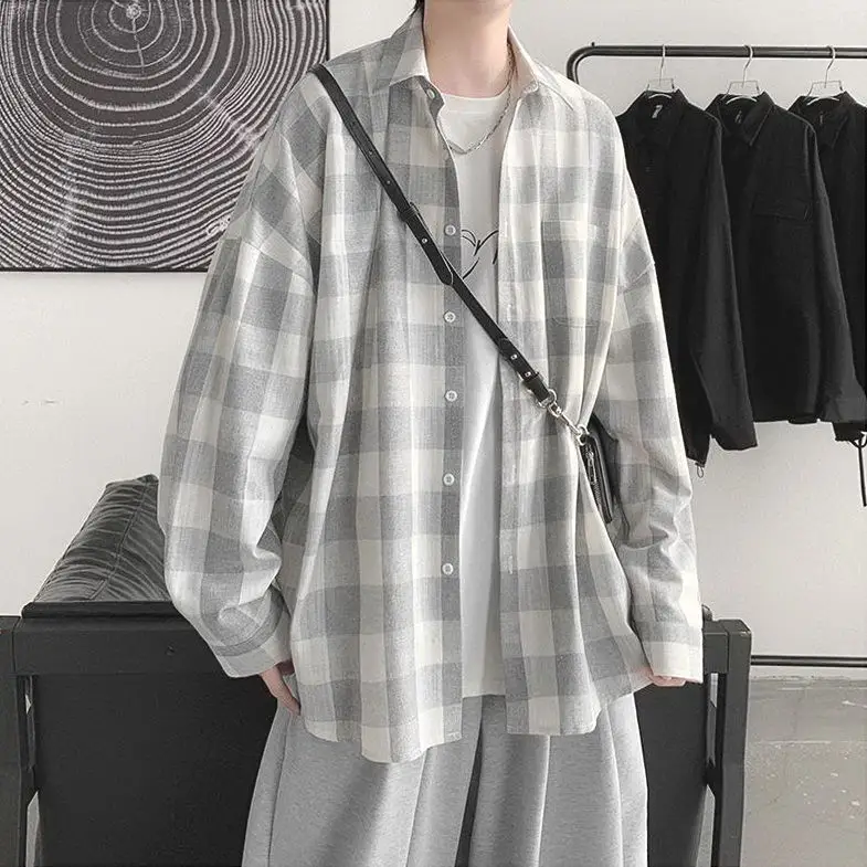 Plaid Long Sleeve Shirt for Men Loose Fit - Image 2