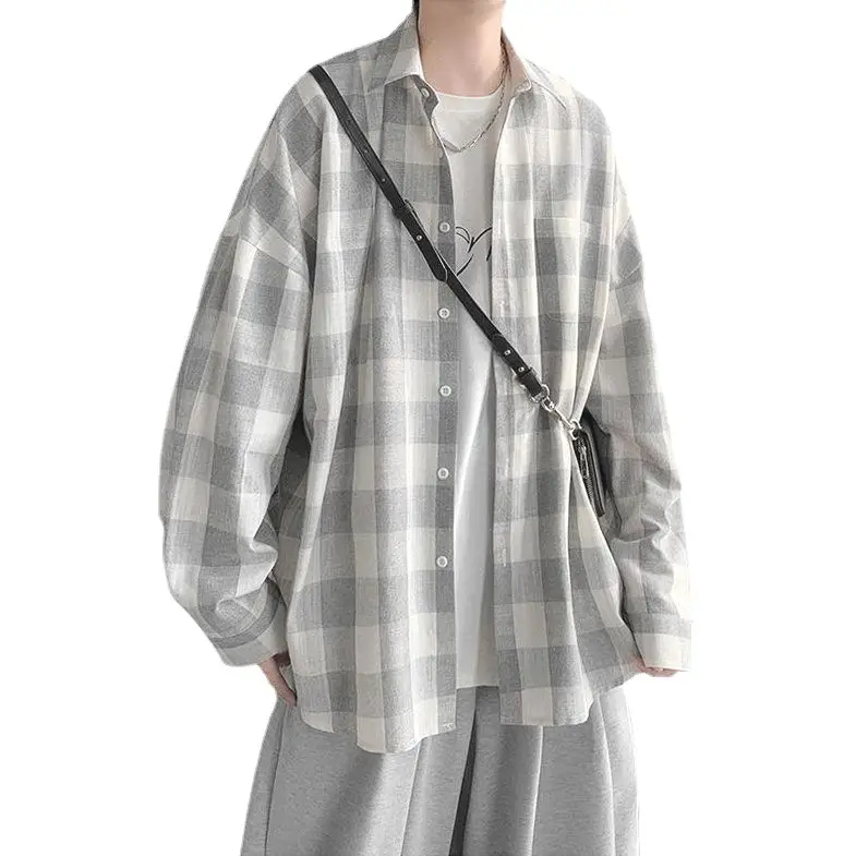 Plaid Long Sleeve Shirt for Men Loose Fit - Image 6