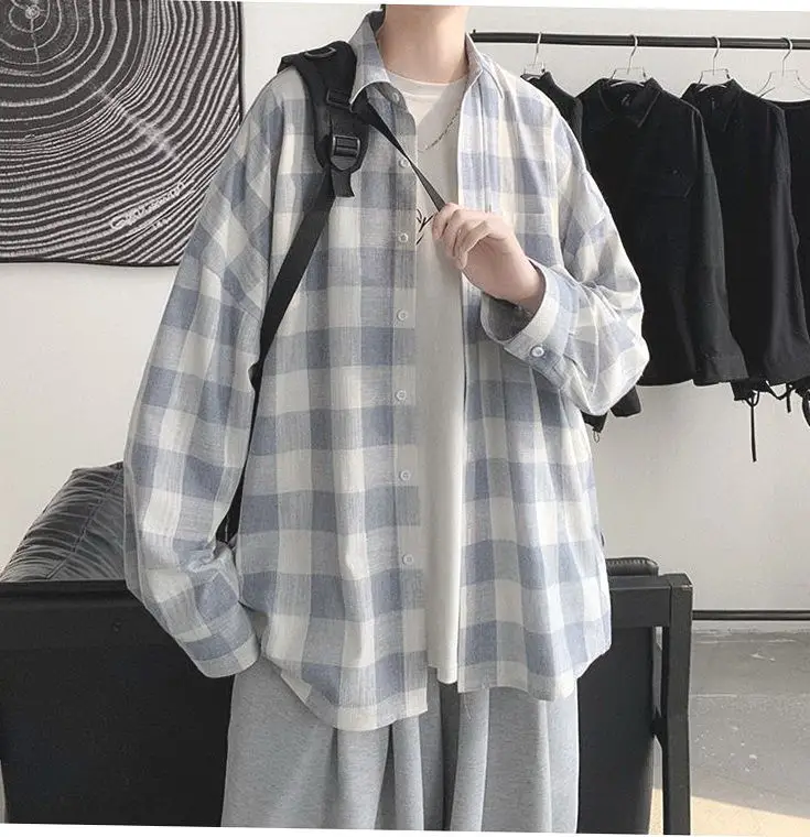 Plaid Long Sleeve Shirt for Men Loose Fit — feature 17