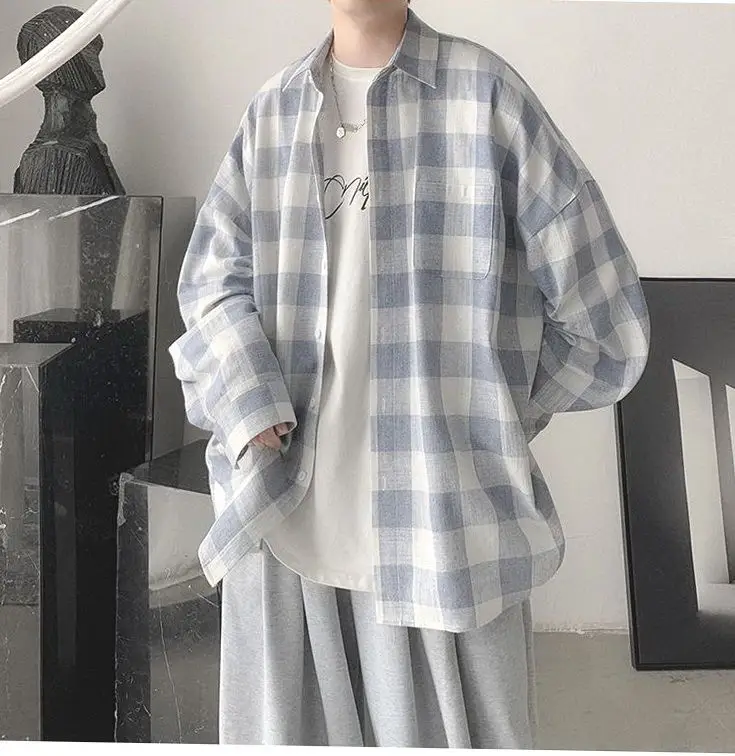 Plaid Long Sleeve Shirt for Men Loose Fit — feature 20