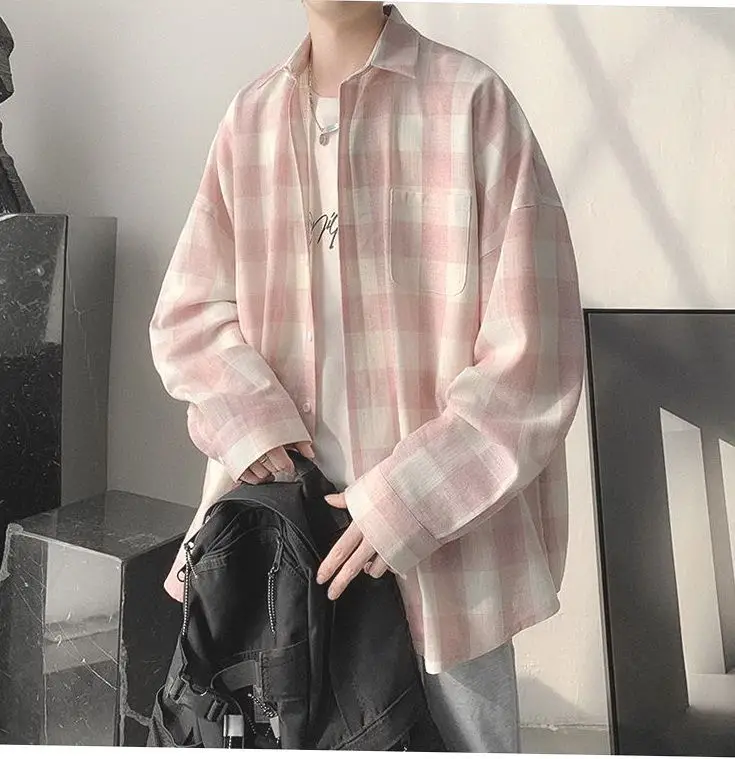 Plaid Long Sleeve Shirt for Men Loose Fit — feature 25