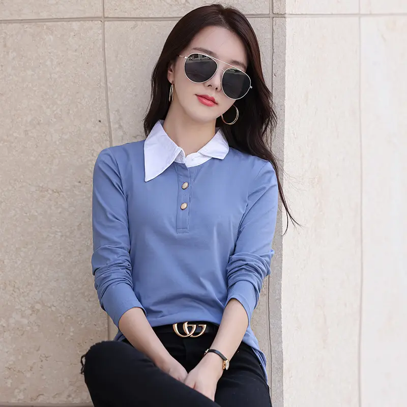 Black Korean Style Polo Shirt with White Collar - Image 7