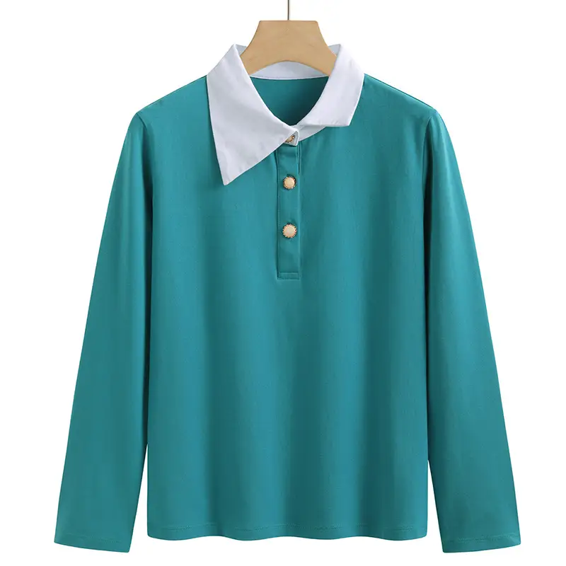 Black Korean Style Polo Shirt with White Collar - Image 3