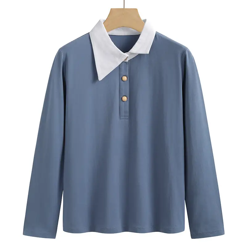 Black Korean Style Polo Shirt with White Collar - Image 4