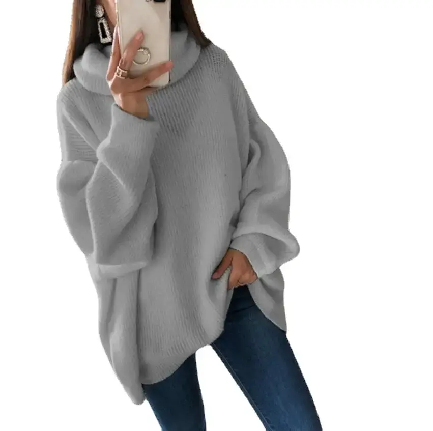 2023 Green Knitted High Neck Sweater for Women Large - Image 4
