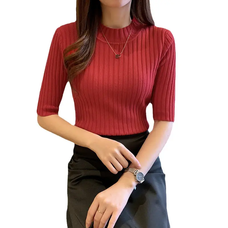 Women's 2025 Slim Fit Teal Ribbed Pullover Sweater - Image 11