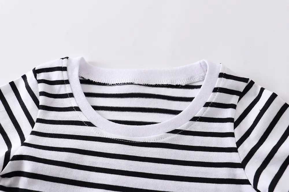 2021 Cotton Boys Shirt Black White Striped Long Sleeve Spring Autumn - Image 2