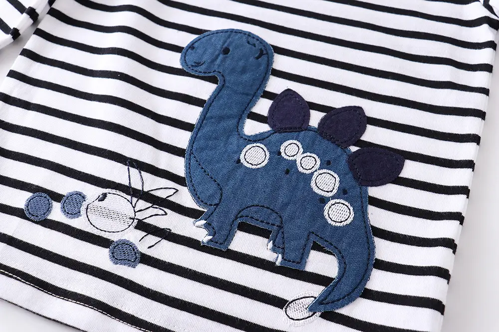 2021 Cotton Boys Shirt Black White Striped Long Sleeve Spring Autumn - Image 3