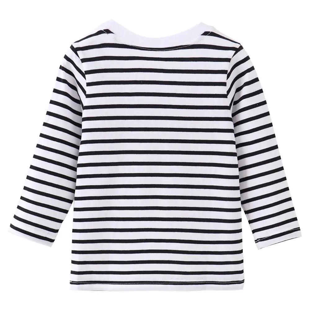 2021 Cotton Boys Shirt Black White Striped Long Sleeve Spring Autumn - Image 5
