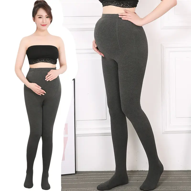 Women's Grey Vertical Stripe Leggings Pregnant Wear