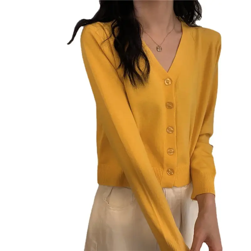Red Korean Style V-Neck Long Sleeve Cardigan Coat - Image 14