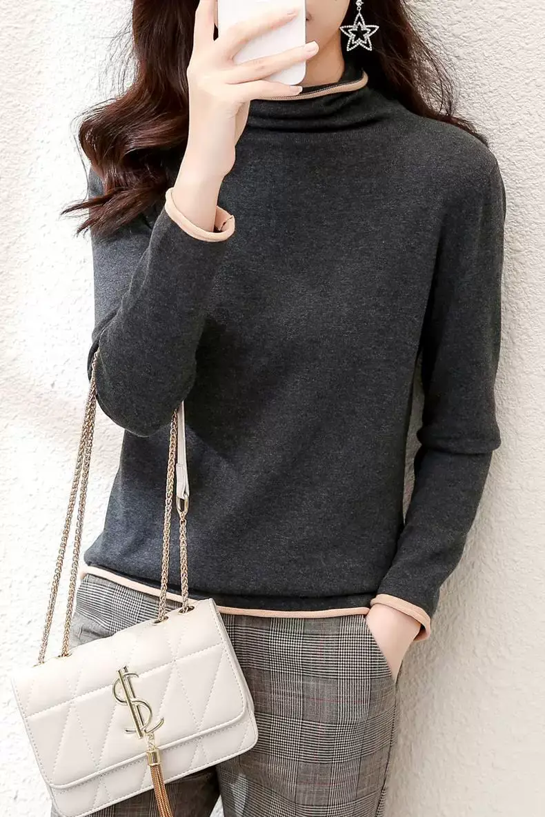 Women Red Combed Collar Sweater Long Sleeve Winter — feature 20