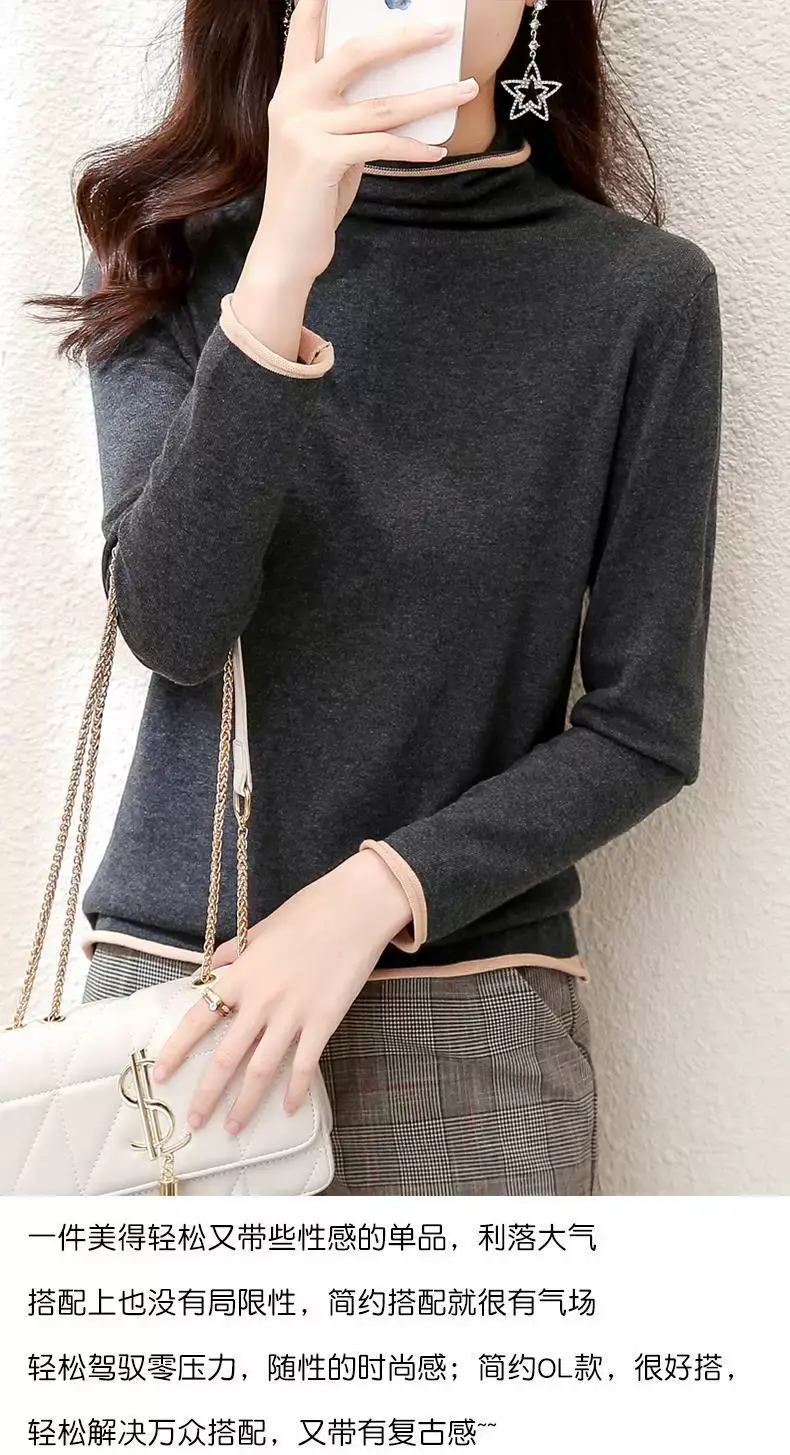 Women Red Combed Collar Sweater Long Sleeve Winter — feature 4