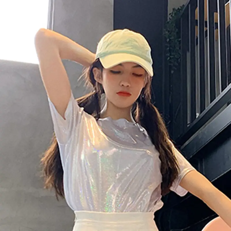 Women Sequins Jazz Hip Hop Costume Suit Purple White