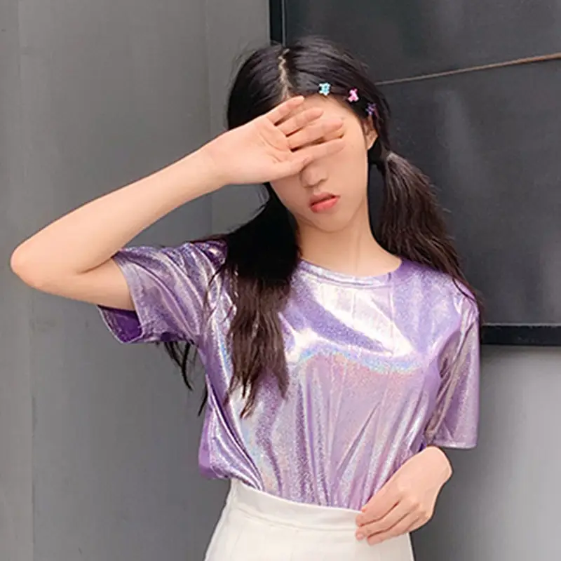 Women Sequins Jazz Hip Hop Costume Suit Purple White