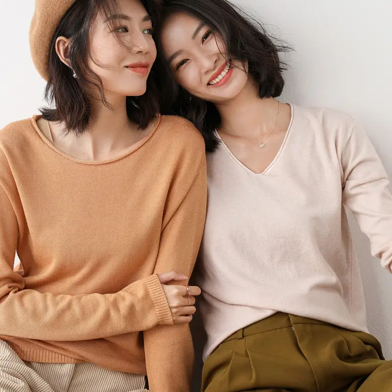 Women Polyester Pullover Long Sleeve Black V Neck - Image 23