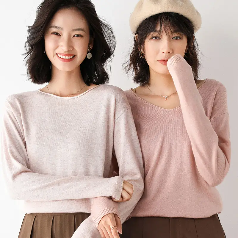 Women Polyester Pullover Long Sleeve Black V Neck - Image 24