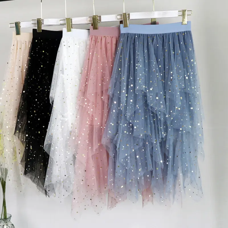 Pink Sequin Starry Sky Mesh Skirt Women's 2025 Spring - Image 15