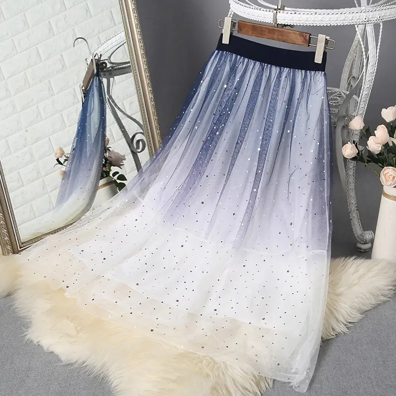 Pink Sequin Starry Sky Mesh Skirt Women's 2025 Spring - Image 10