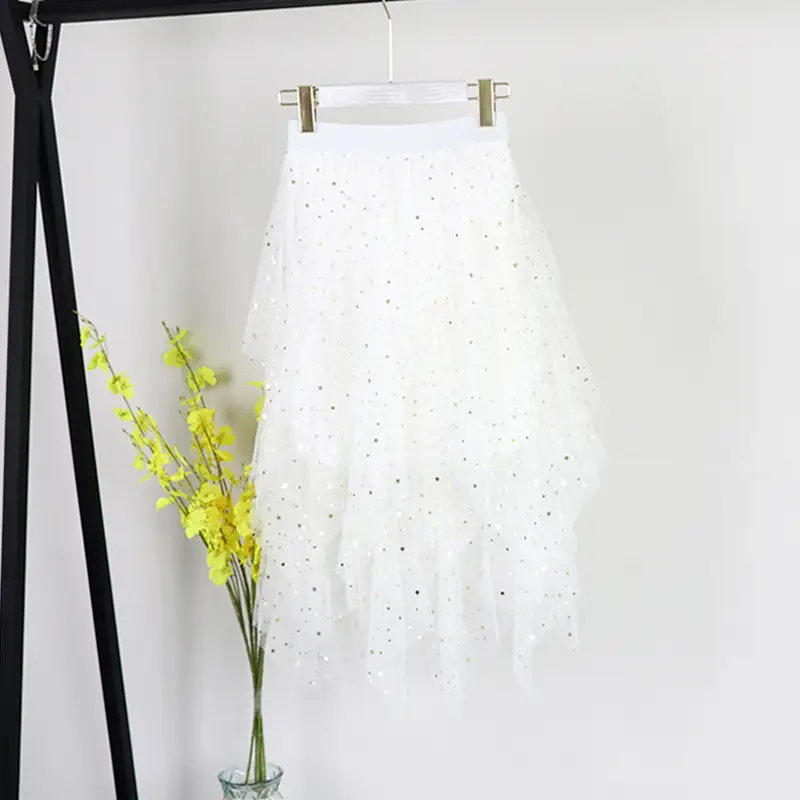 Pink Sequin Starry Sky Mesh Skirt Women's 2025 Spring - Image 5