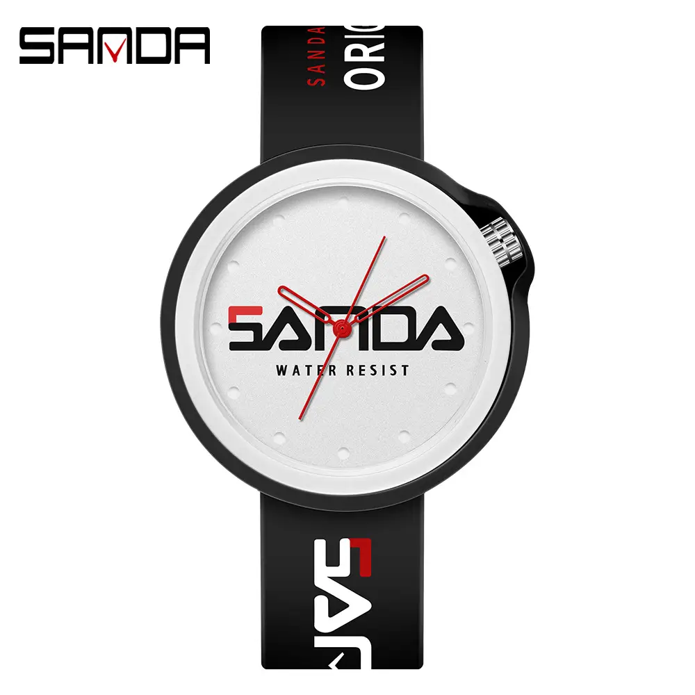 Sanda Red Silicone Sports Watch with Quartz Movement - Image 11