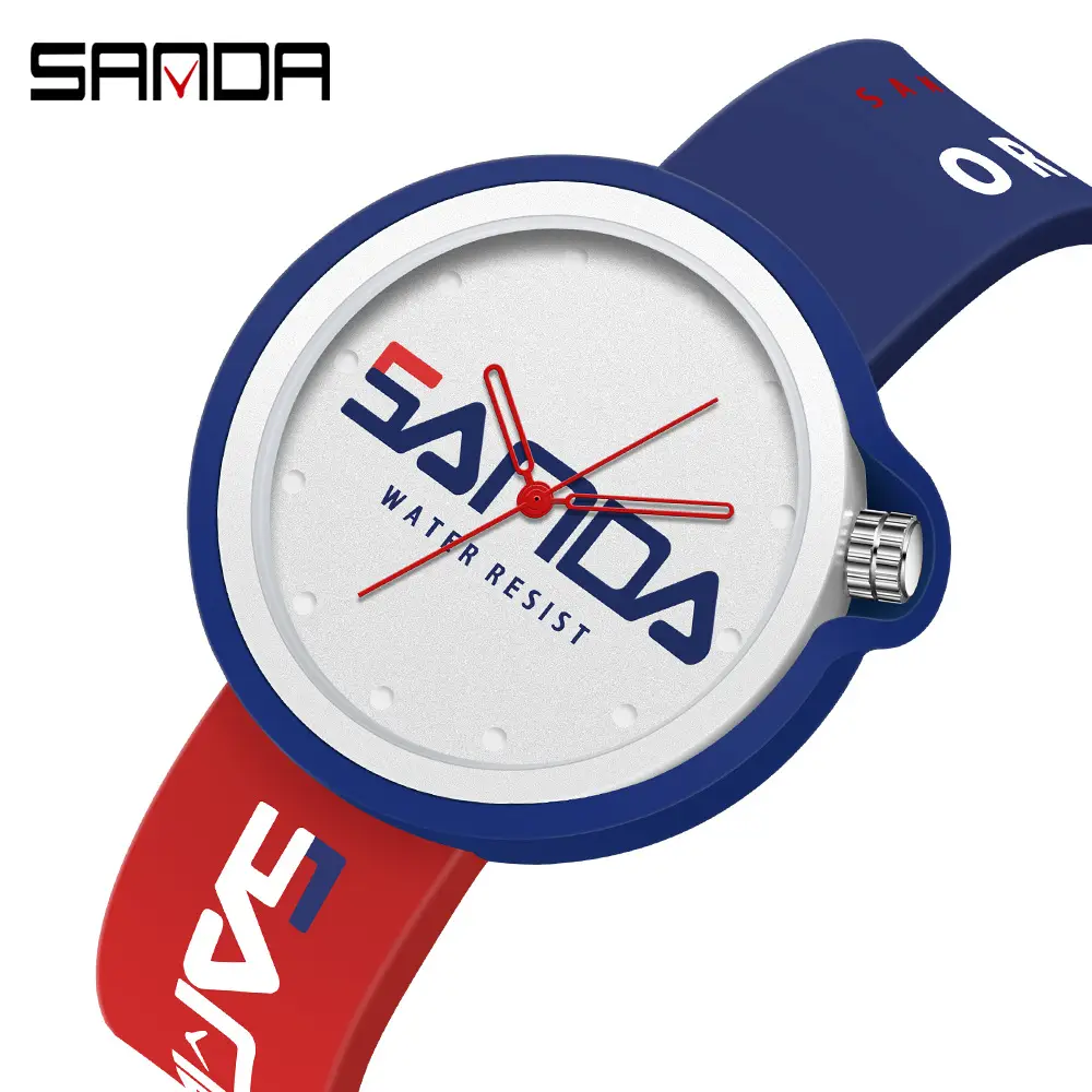 Sanda Red Silicone Sports Watch with Quartz Movement - Image 13