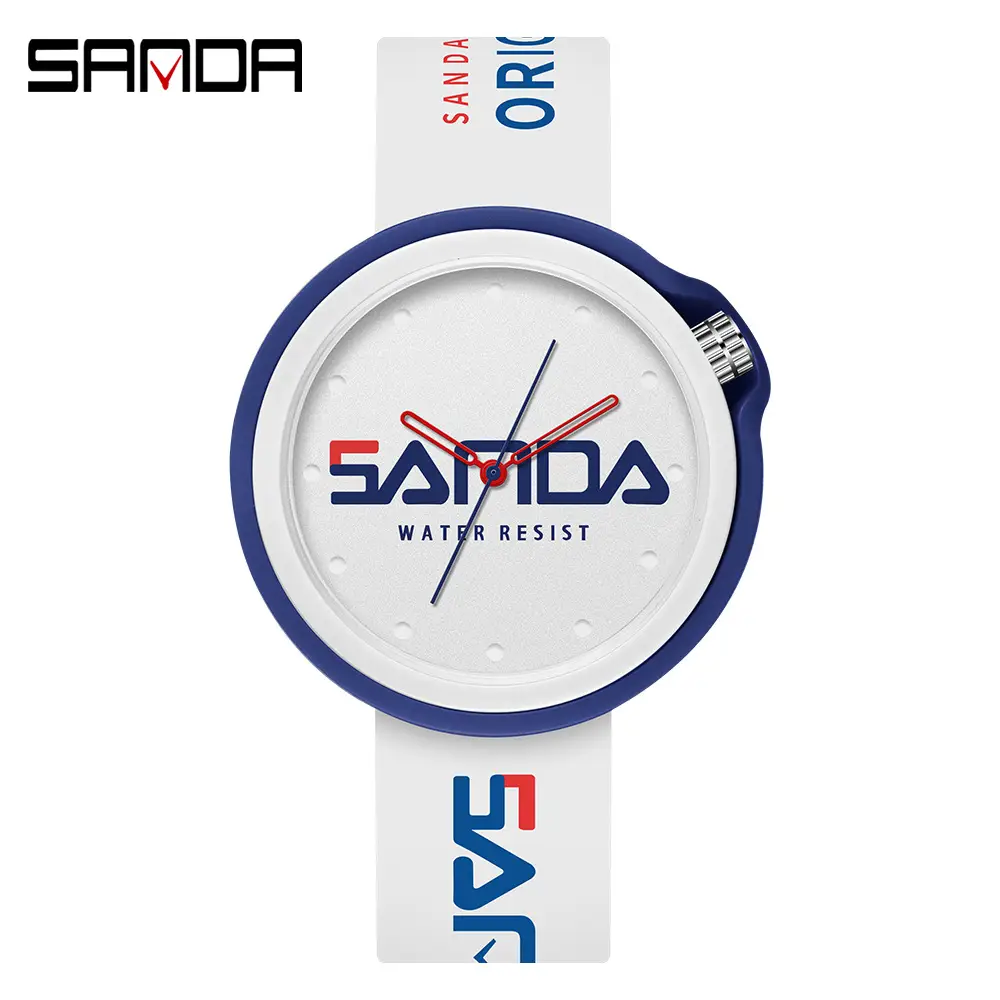 Sanda Red Silicone Sports Watch with Quartz Movement - Image 2