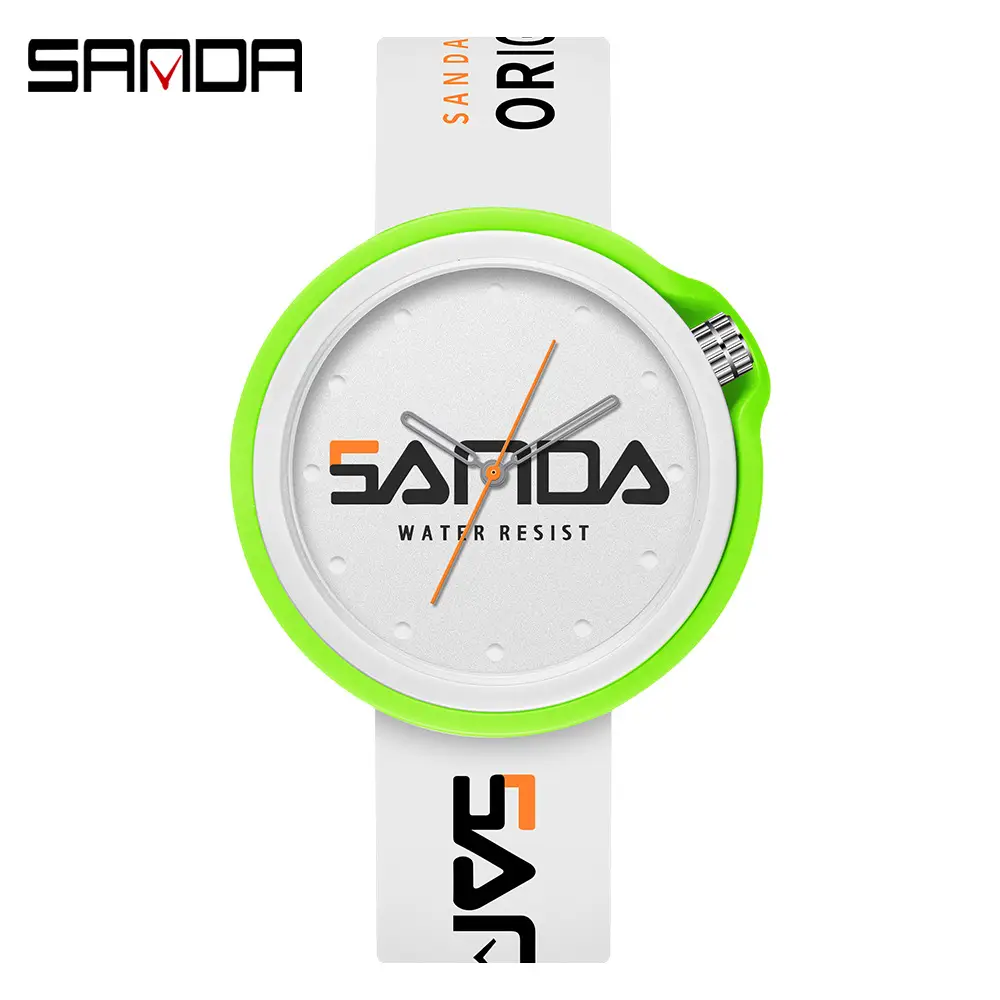 Sanda Red Silicone Sports Watch with Quartz Movement - Image 3