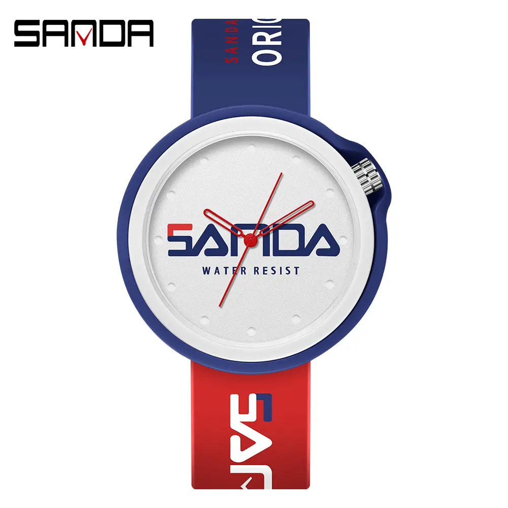 Sanda Red Silicone Sports Watch with Quartz Movement - Image 7