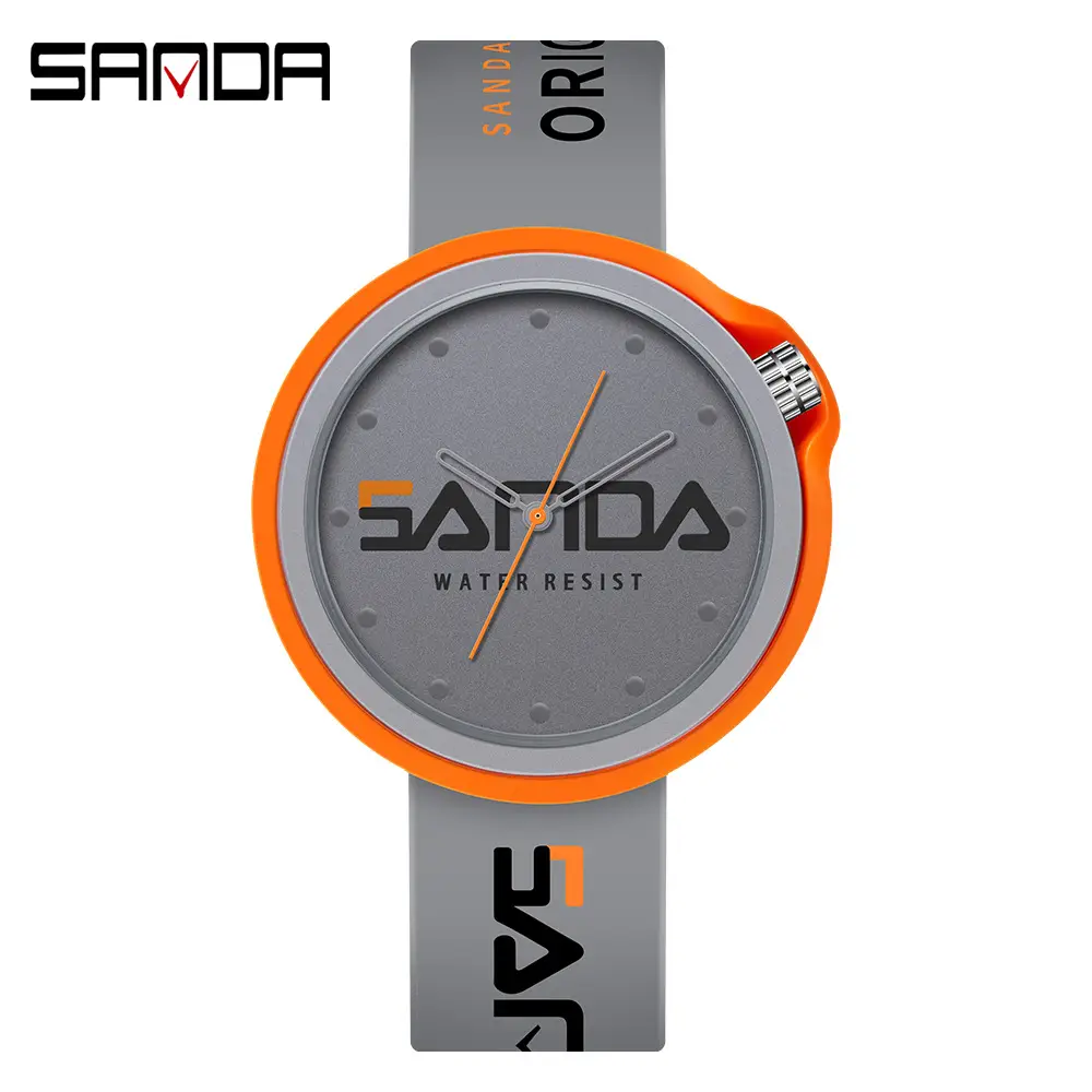 Sanda Red Silicone Sports Watch with Quartz Movement - Image 8