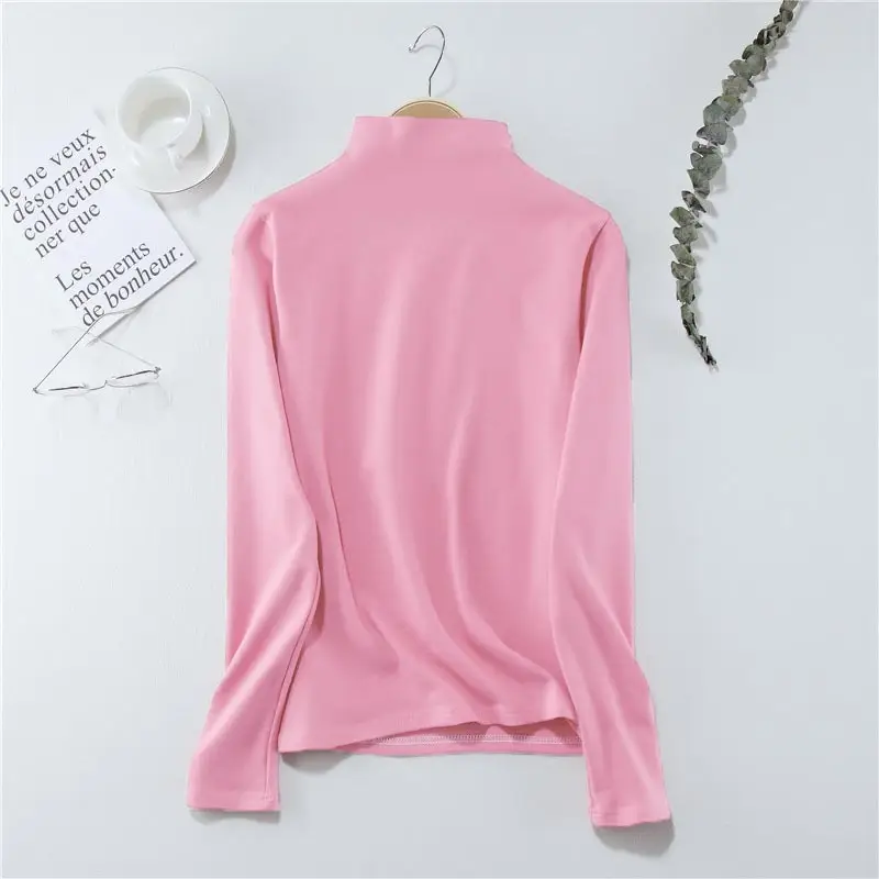 Women Long Sleeve Half Turtleneck Velvet Top — feature 4