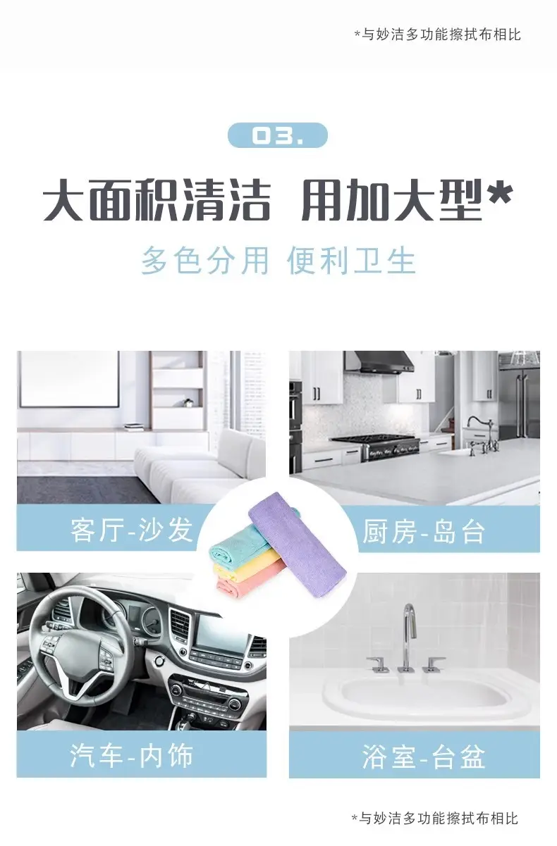 Miaojie Extra Fine Fiber Absorbent Rags 3+1 Pack 40x40cm — feature 7