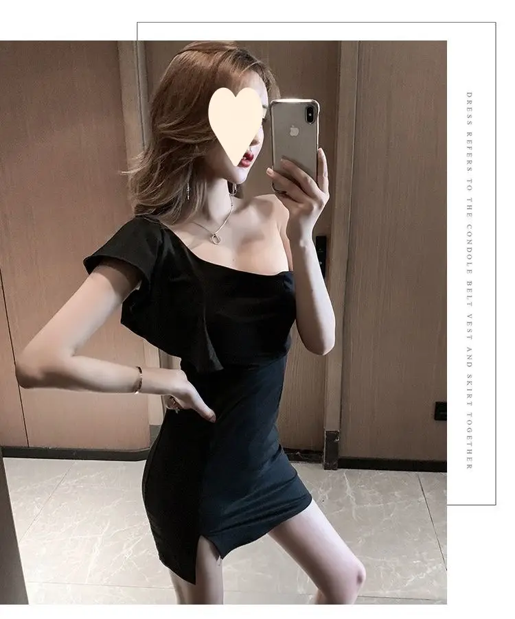 Red Slant Shoulder Dress for Women 2024 Summer — feature 18