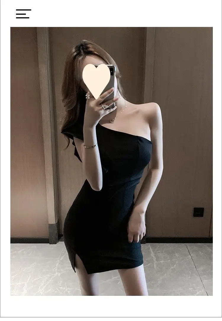 Red Slant Shoulder Dress for Women 2024 Summer — feature 19