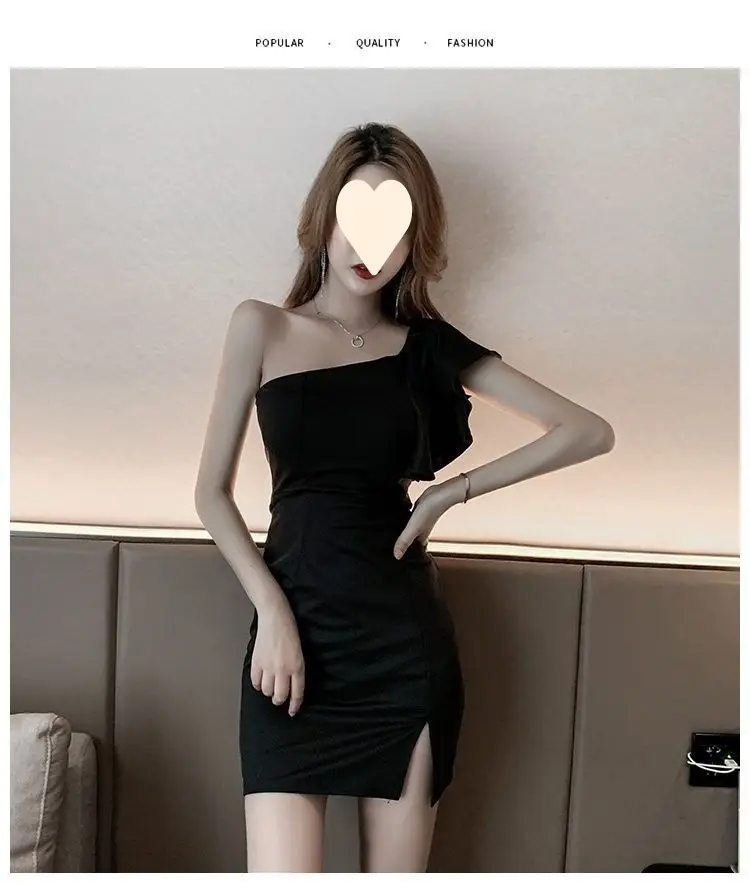Red Slant Shoulder Dress for Women 2024 Summer — feature 20
