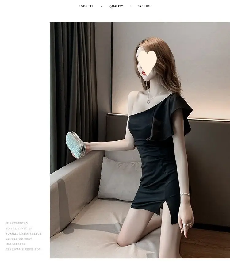 Red Slant Shoulder Dress for Women 2024 Summer — feature 21