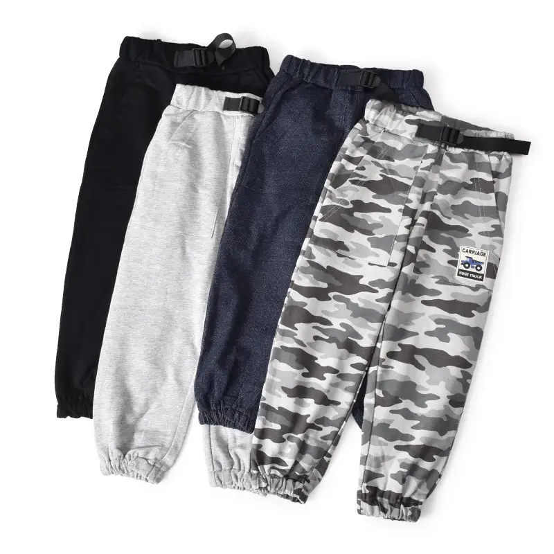 Spring Boys Cotton Terry Pants Navy Blue 100-140 Yards - Image 6